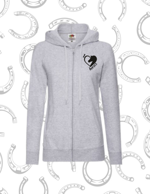 Lekka bluza rozpinana damska I love Horses Lekka bluza rozpinana damska I love Horses